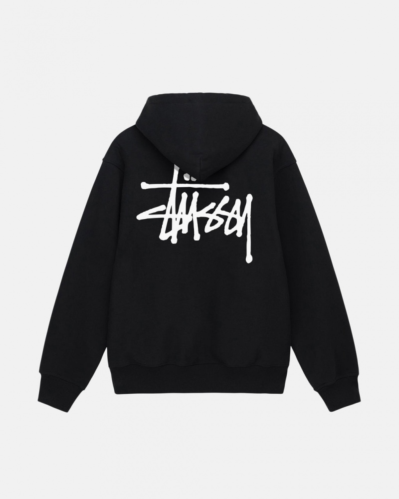 Black Men\'s Stussy Basic Stussy Hoodie | UNA-3266