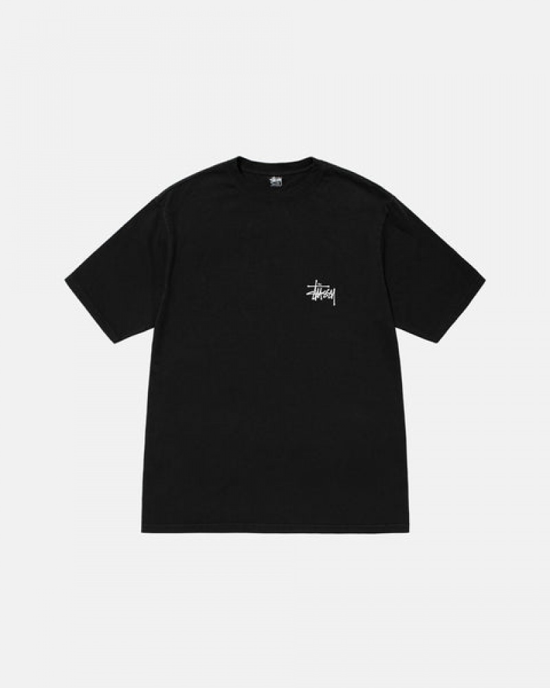 Black Men's Stussy Basic Stussy Pigment Dyed Tees | SWR-1877