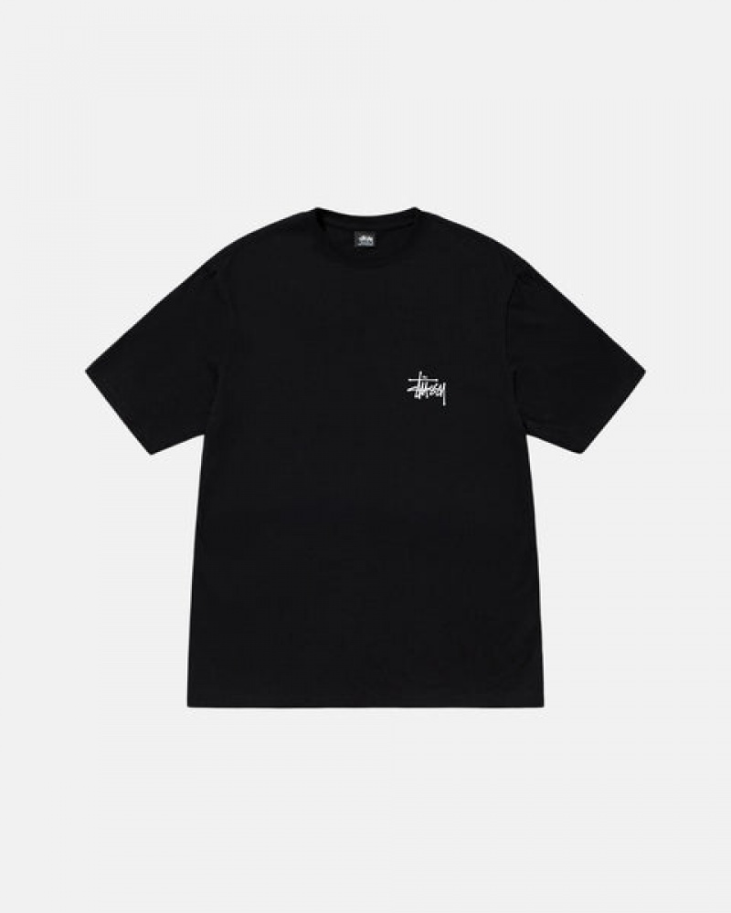 Black Men's Stussy Basic Stussy Tees | PSL-2660