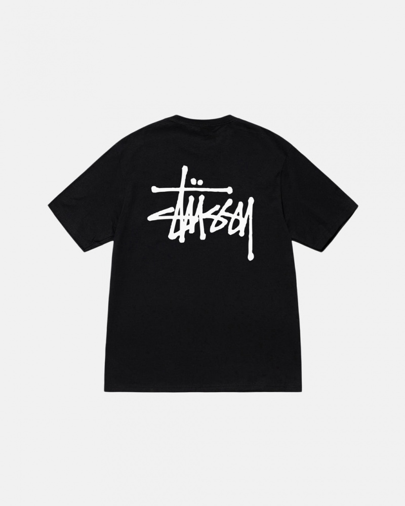 Black Men\'s Stussy Basic Stussy Tees | PSL-2660