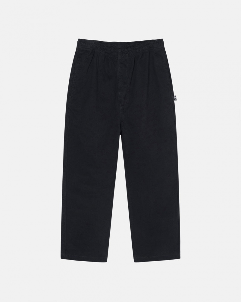 Black Men\'s Stussy Beach Pant Brushed Cotton Pants | TIK-6251