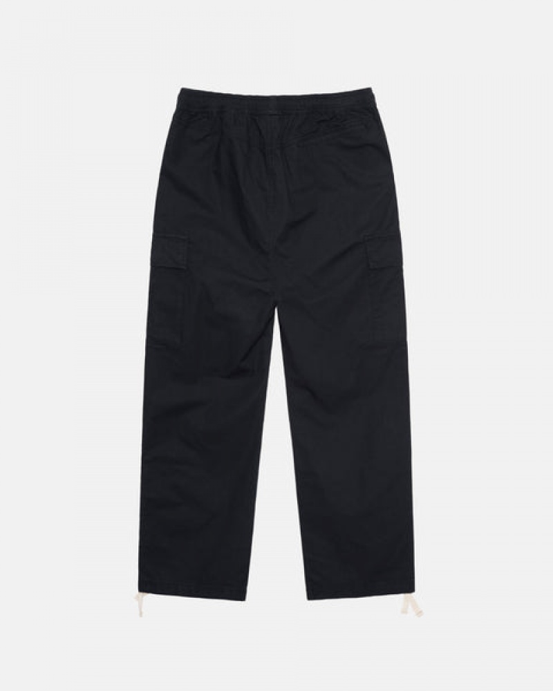 Black Men's Stussy Beach Pant Ripstop Cargo Pants | ZMD-6343