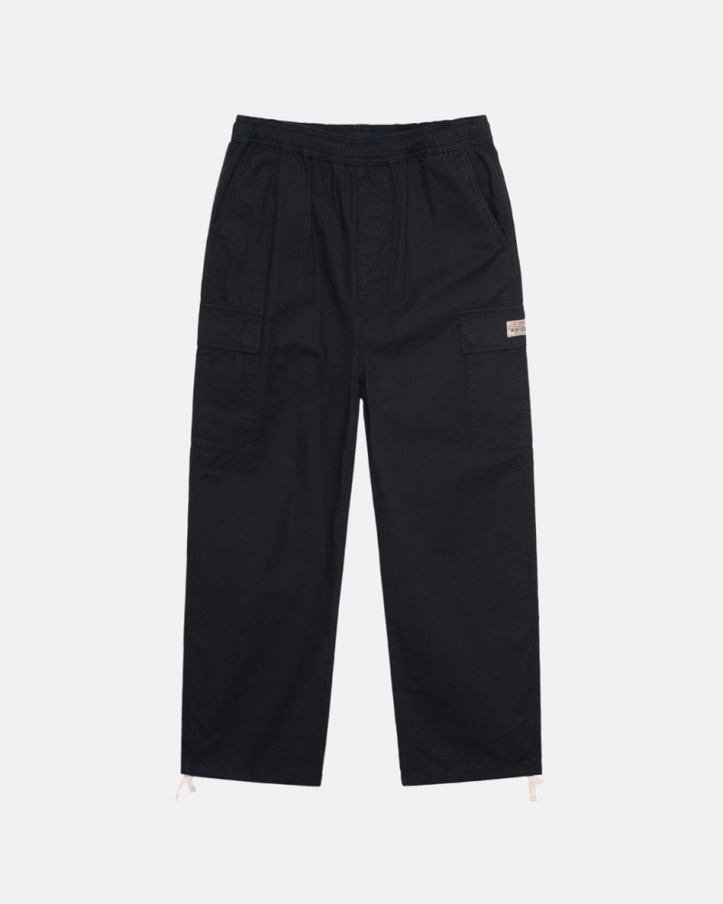 Black Men\'s Stussy Beach Pant Ripstop Cargo Pants | ZMD-6343