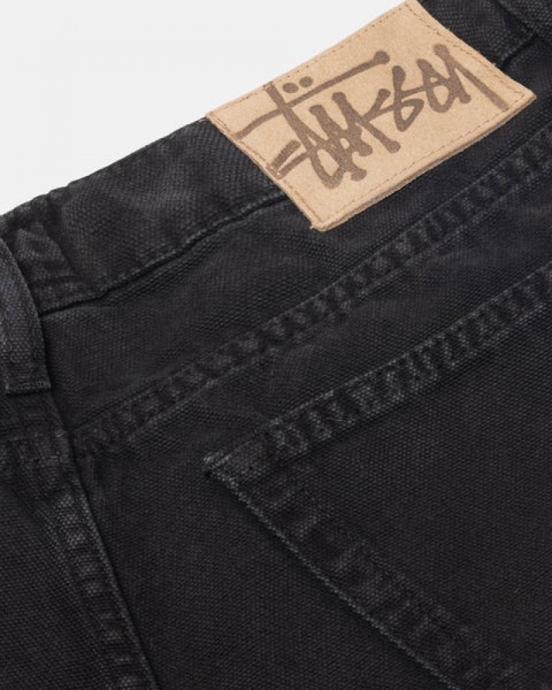 Black Men's Stussy Big Ol' Jean Washed Canvas Denim | MRV-5002