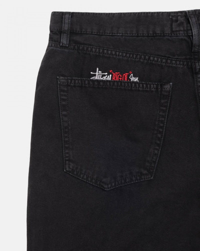 Black Men's Stussy Big Ol' Jean Washed Canvas Denim | MRV-5002