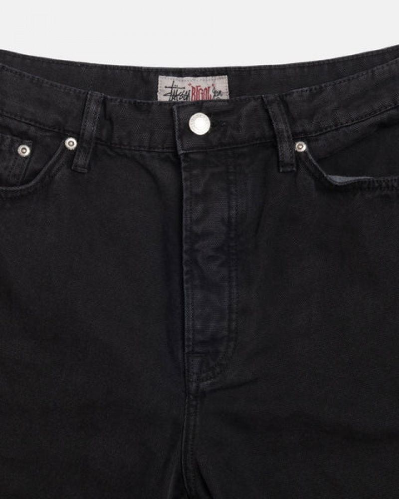 Black Men's Stussy Big Ol' Jean Washed Canvas Denim | MRV-5002