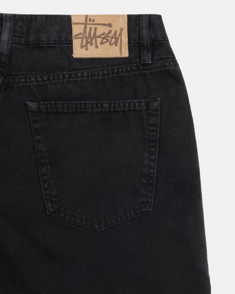 Black Men's Stussy Big Ol' Jean Washed Canvas Denim | MRV-5002