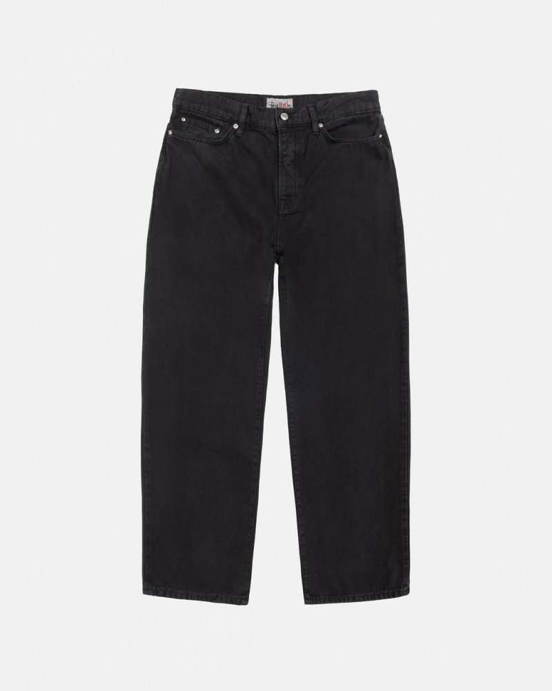 Black Men\'s Stussy Big Ol\' Jean Washed Canvas Pants | RKB-0137