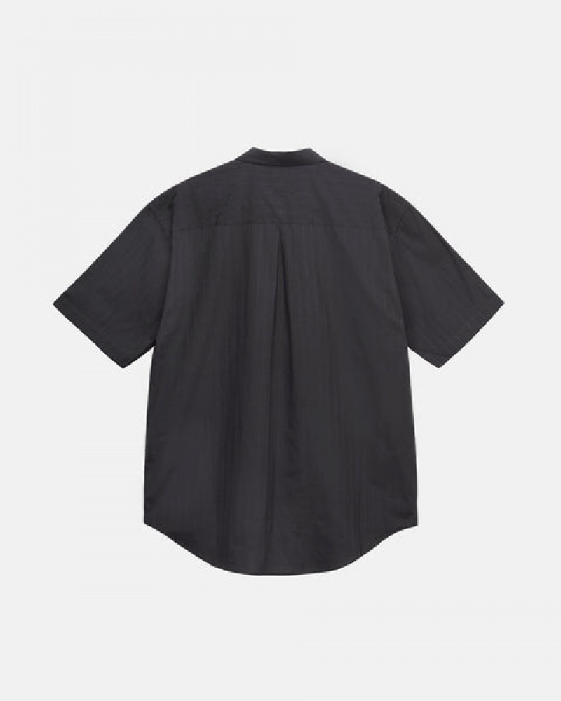 Black Men's Stussy Boxy Striped Shirts | NFW-2623