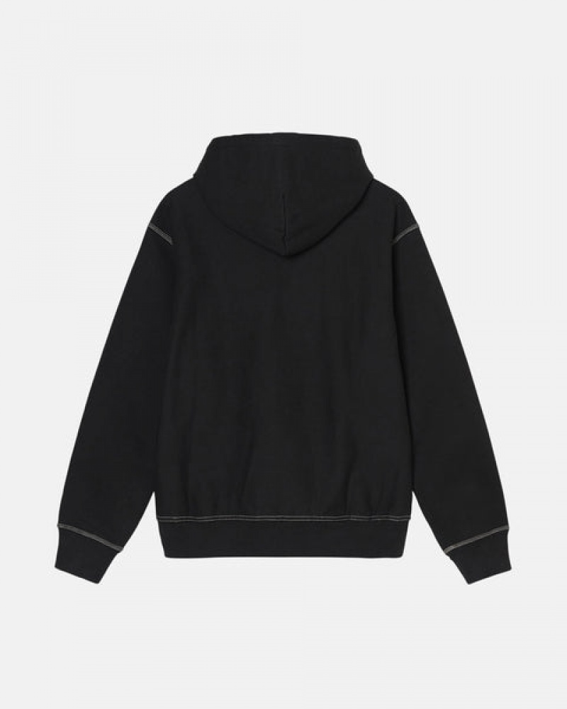 Black Men's Stussy Contrast Stitch Label Hoodie | VNY-4649