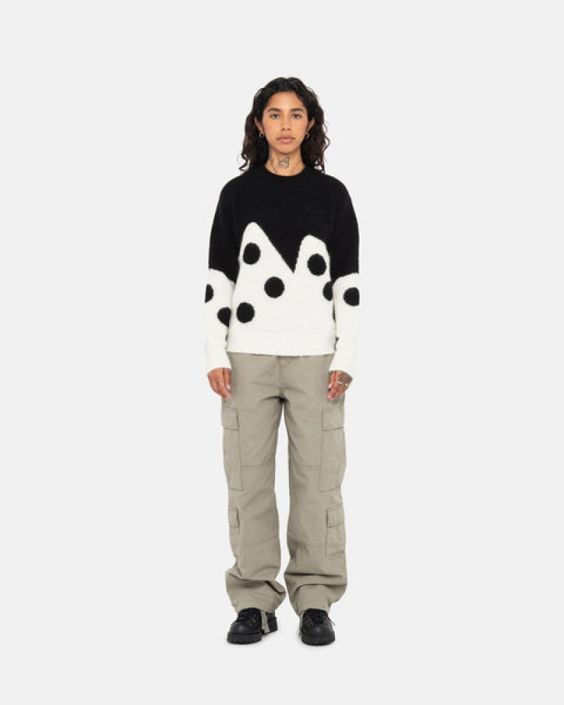 Black Men's Stussy Dice Fuzzy Crew Sweaters | BNR-9661