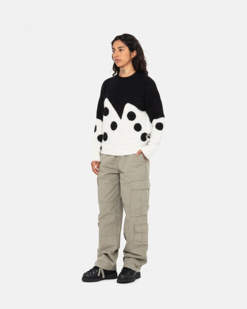 Black Men's Stussy Dice Fuzzy Crew Sweaters | BNR-9661