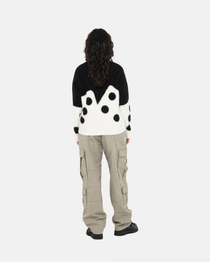 Black Men's Stussy Dice Fuzzy Crew Sweaters | BNR-9661