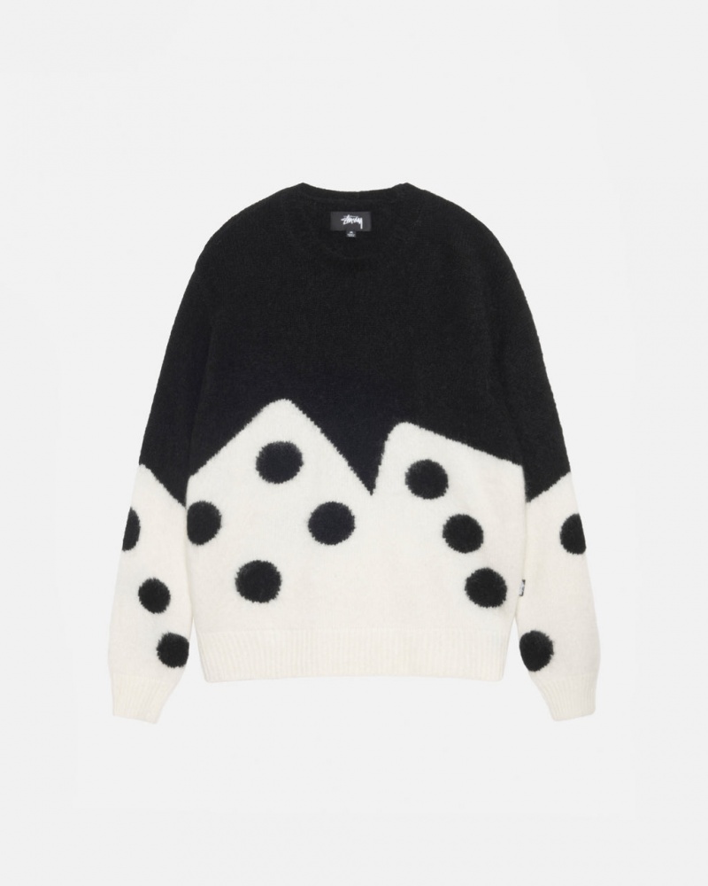 Black Men\'s Stussy Dice Fuzzy Crew Sweaters | BNR-9661