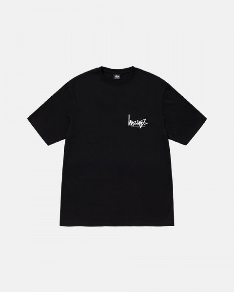 Black Men's Stussy Flipped Tees | KCG-0714