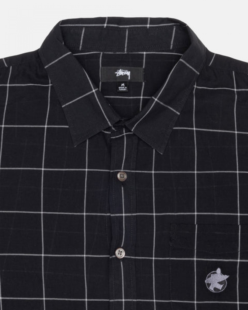 Black Men's Stussy Light Weight Classic Shirts | POG-9633