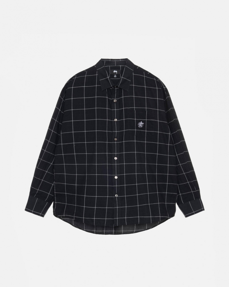 Black Men\'s Stussy Light Weight Classic Shirts | POG-9633