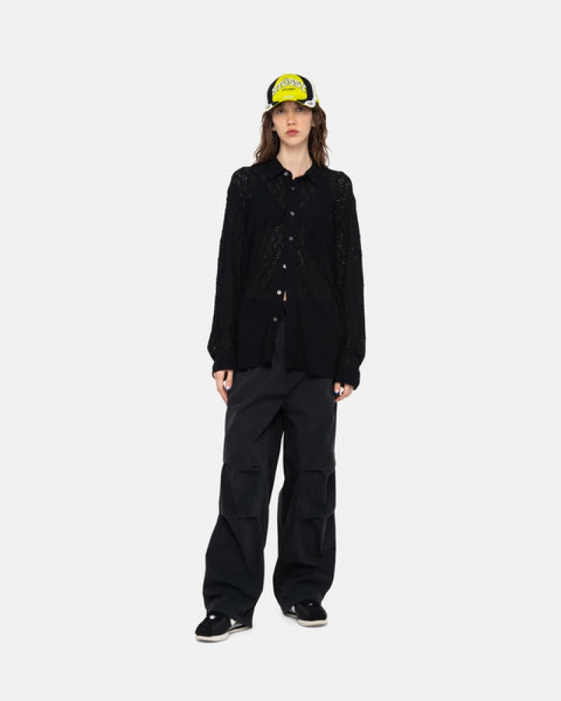 Black Men's Stussy Nyco Over Trousers Pants | PWX-1832