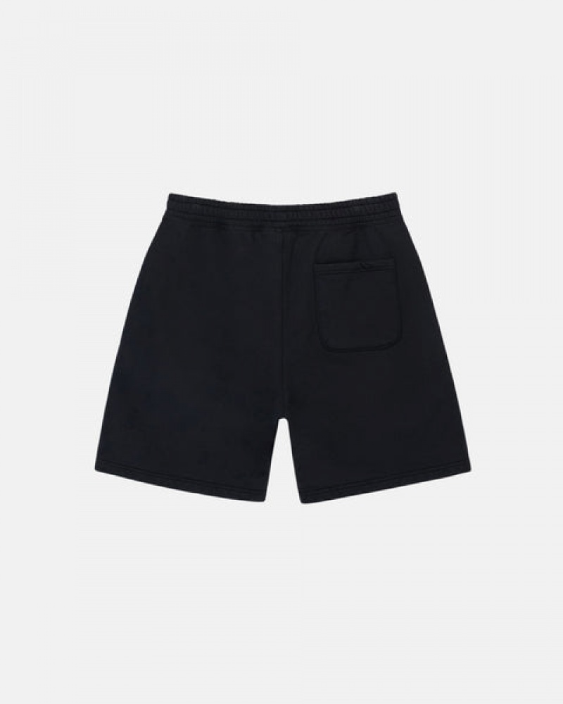 Black Men's Stussy Overdyed Stock Logo Sweat Shorts | QND-9501