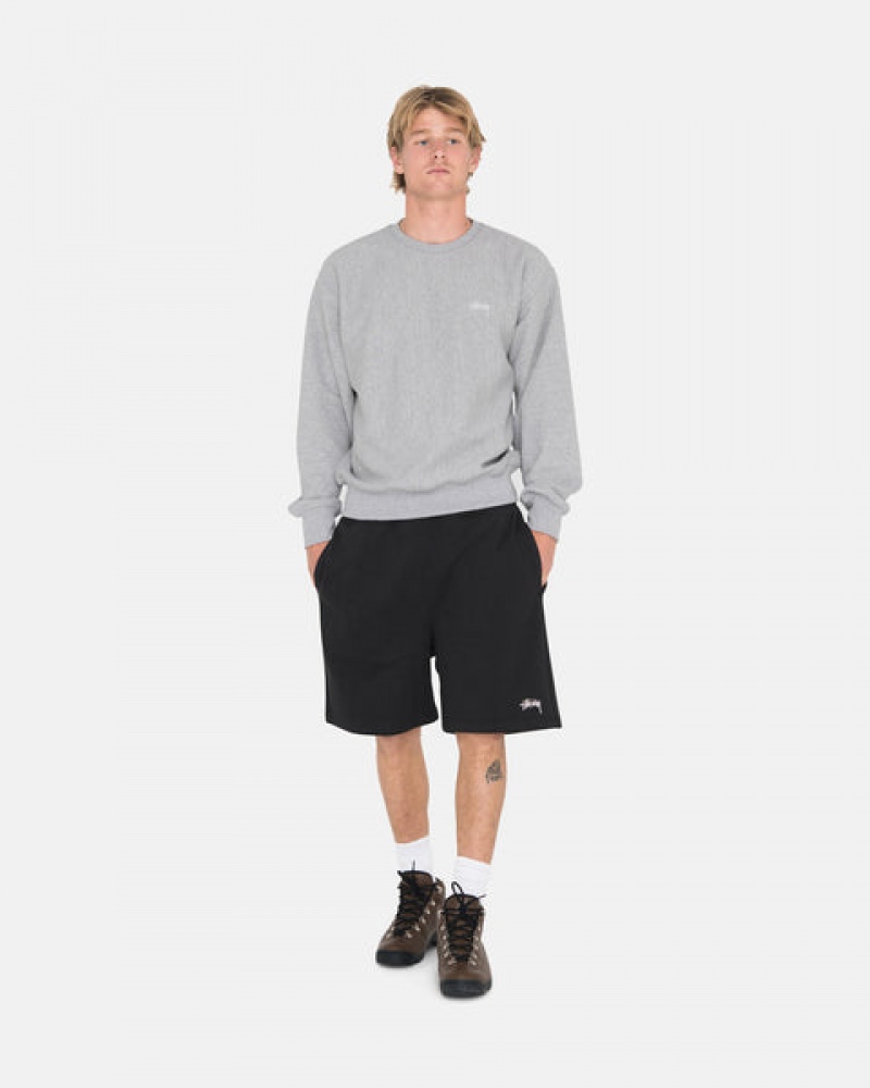 Black Men's Stussy Overdyed Stock Logo Sweat Shorts | QND-9501