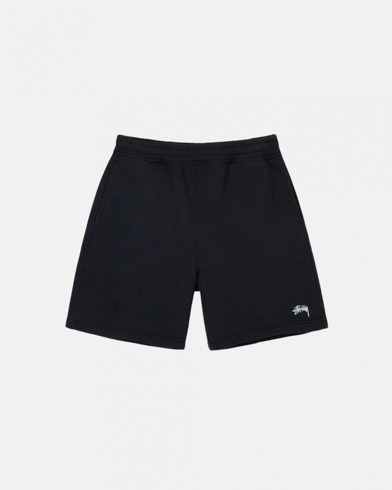 Black Men\'s Stussy Overdyed Stock Logo Sweat Shorts | QND-9501