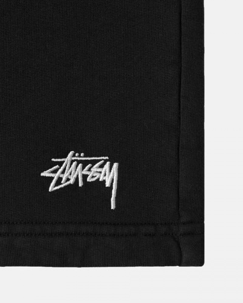 Black Men's Stussy Overdyed Stock Logo Sweat Short Sweatshorts | MYK-8536