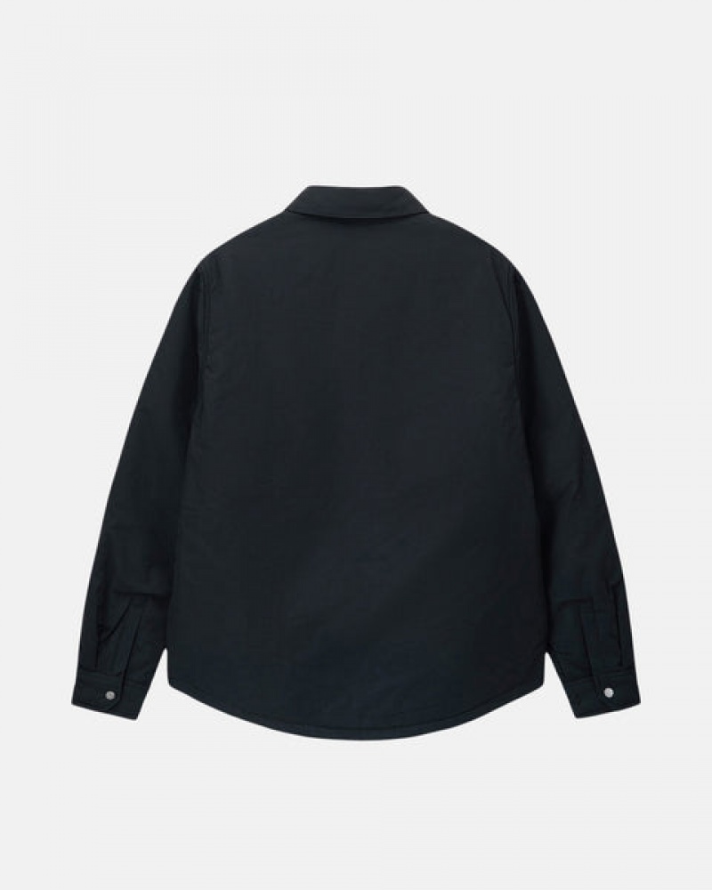 Black Men's Stussy Padded Tech Over Shirt Jackets | YQZ-0058