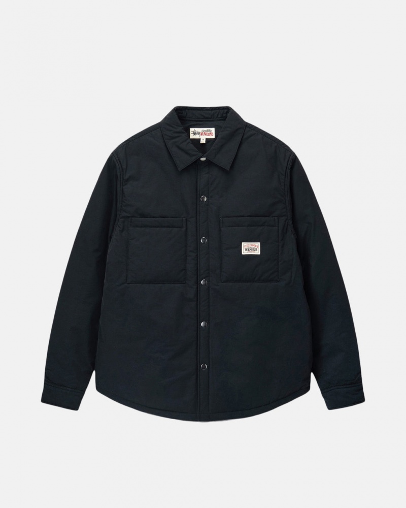 Black Men\'s Stussy Padded Tech Over Shirt Jackets | YQZ-0058