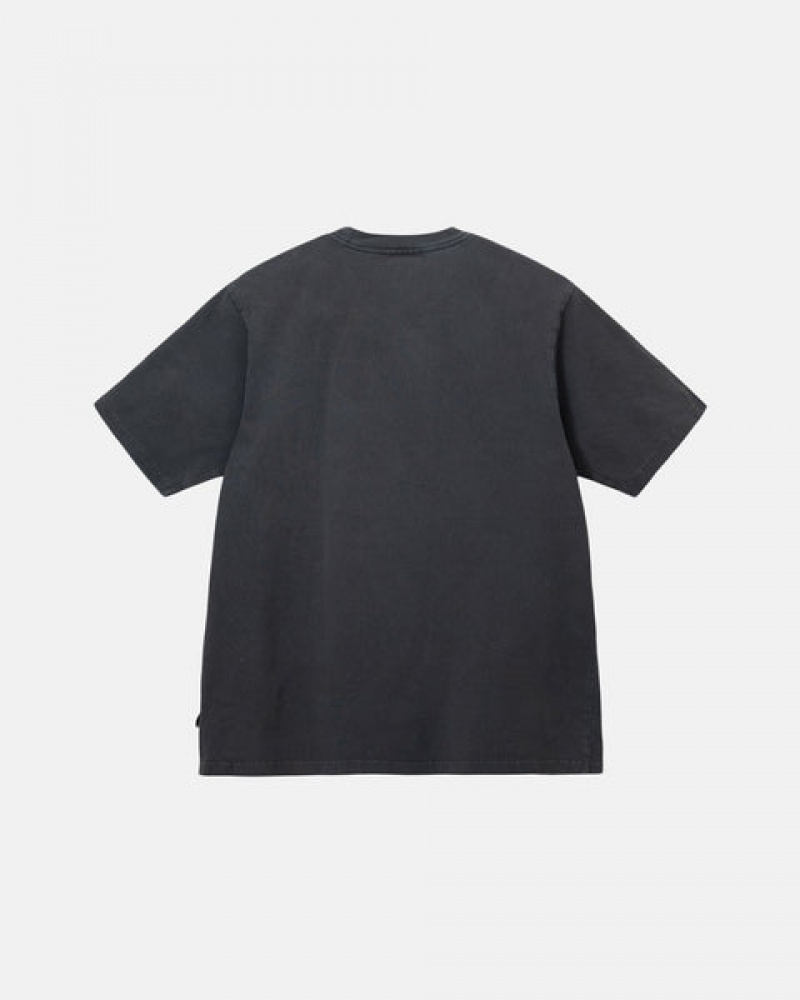 Black Men's Stussy Pigment Dyed Crew Tees | HMS-0870