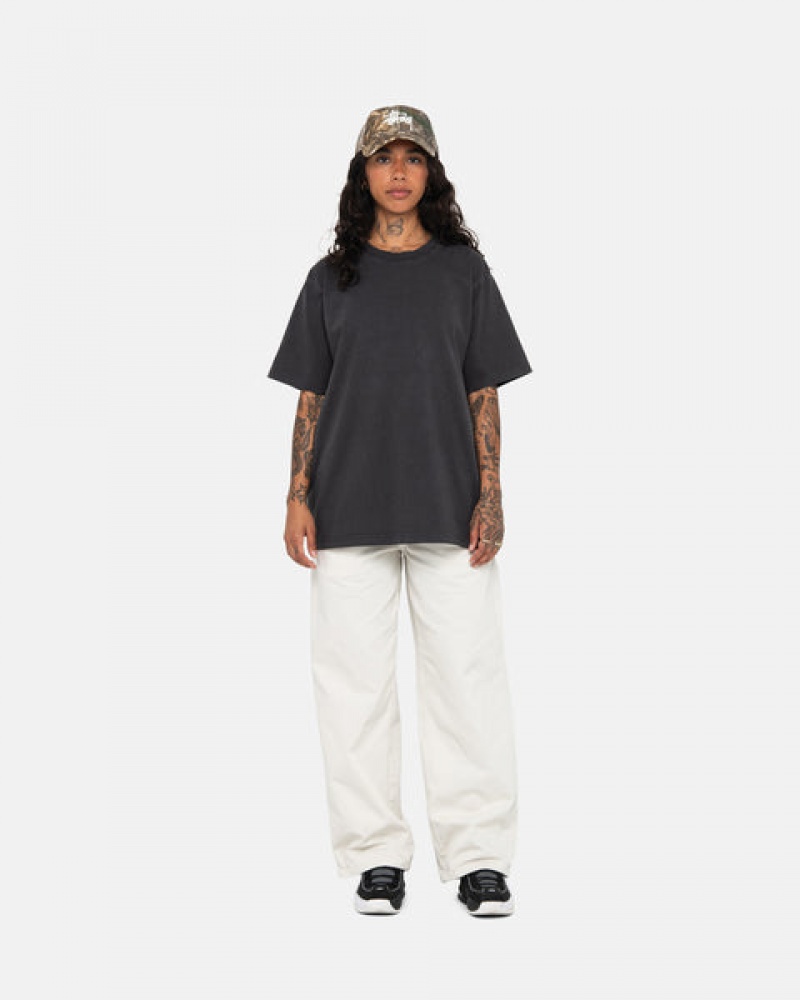 Black Men's Stussy Pigment Dyed Crew Tees | HMS-0870