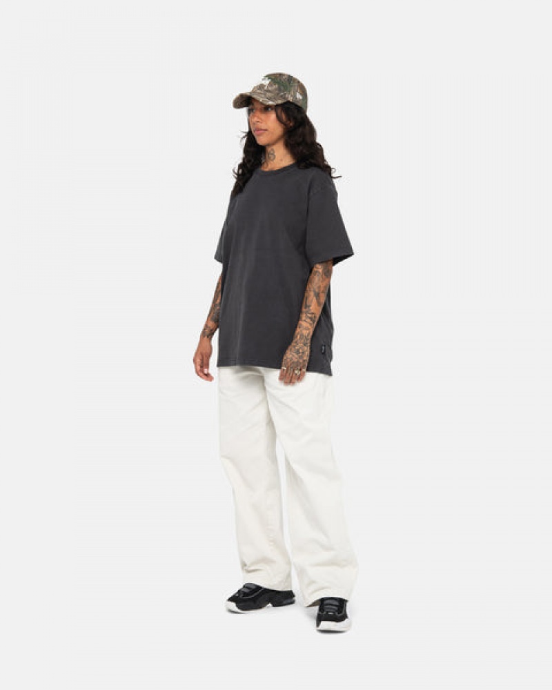 Black Men's Stussy Pigment Dyed Crew Tees | HMS-0870