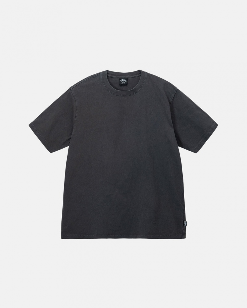 Black Men\'s Stussy Pigment Dyed Crew Tees | HMS-0870