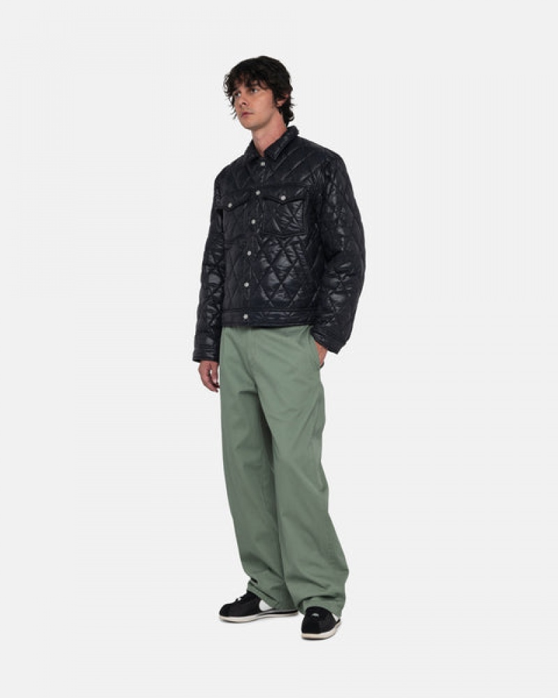 Black Men's Stussy Ranch Jacket Quilted Nylon Jackets | HPF-9823