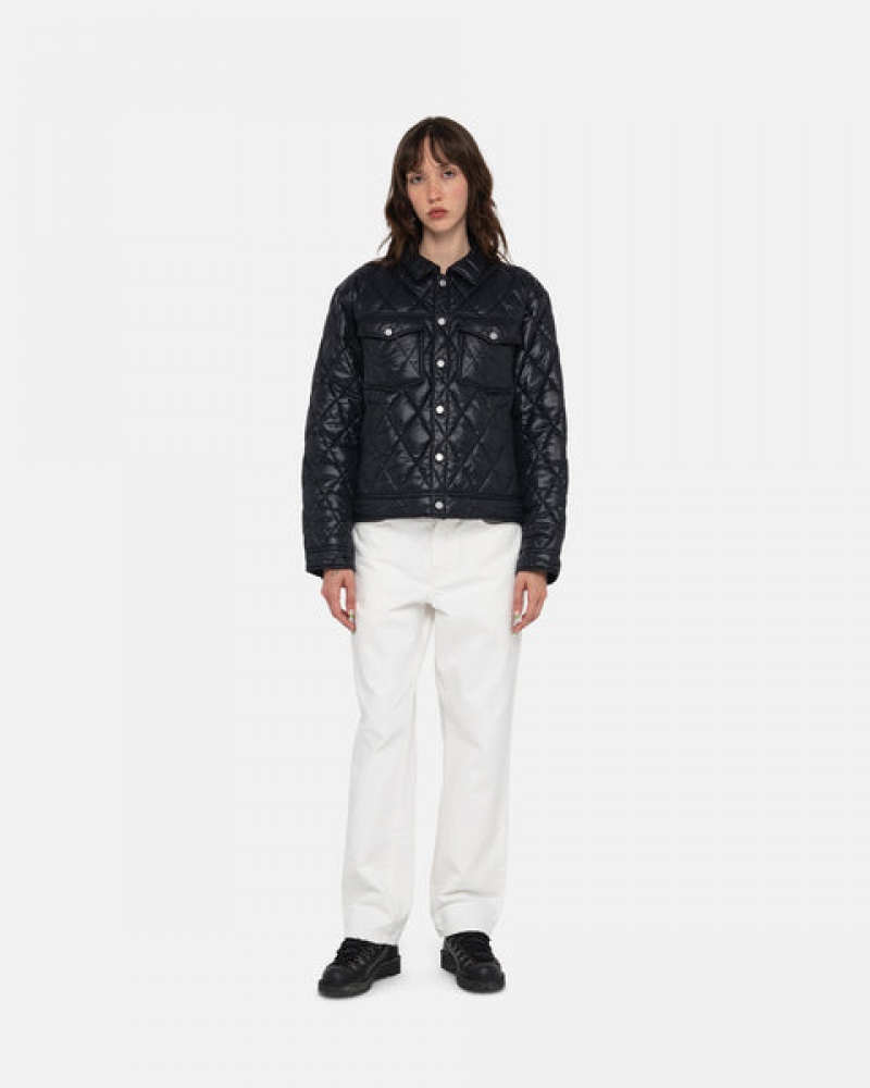 Black Men's Stussy Ranch Jacket Quilted Nylon Jackets | HPF-9823