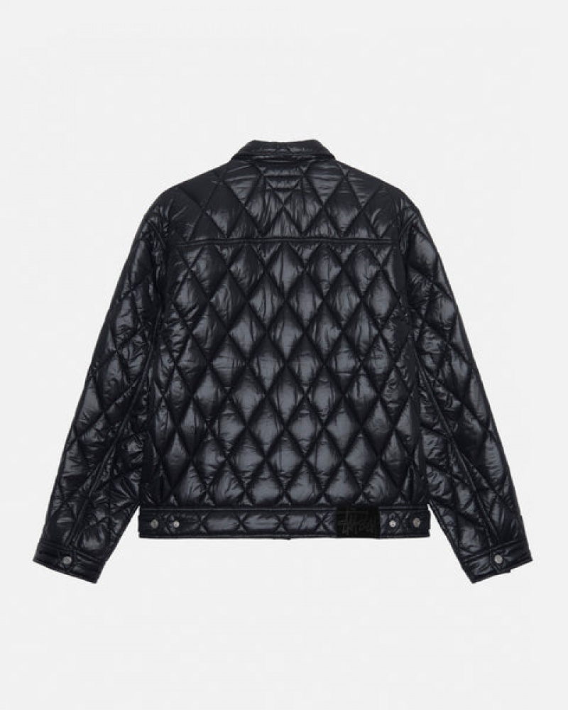 Black Men's Stussy Ranch Jacket Quilted Nylon Jackets | HPF-9823