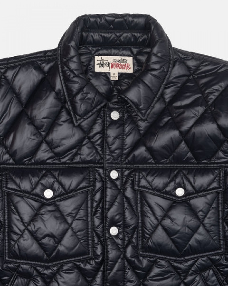 Black Men's Stussy Ranch Jacket Quilted Nylon Jackets | HPF-9823