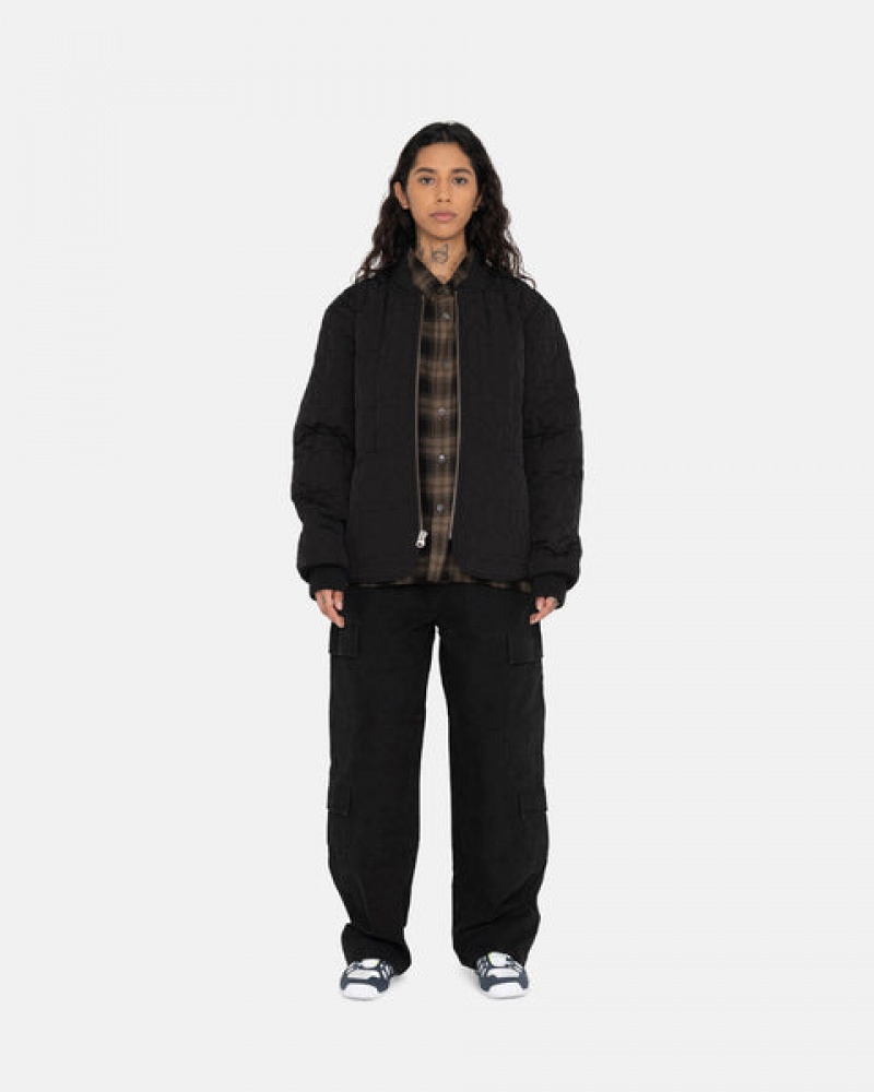 Black Men's Stussy S Quilted Liner Jackets | QSW-0636