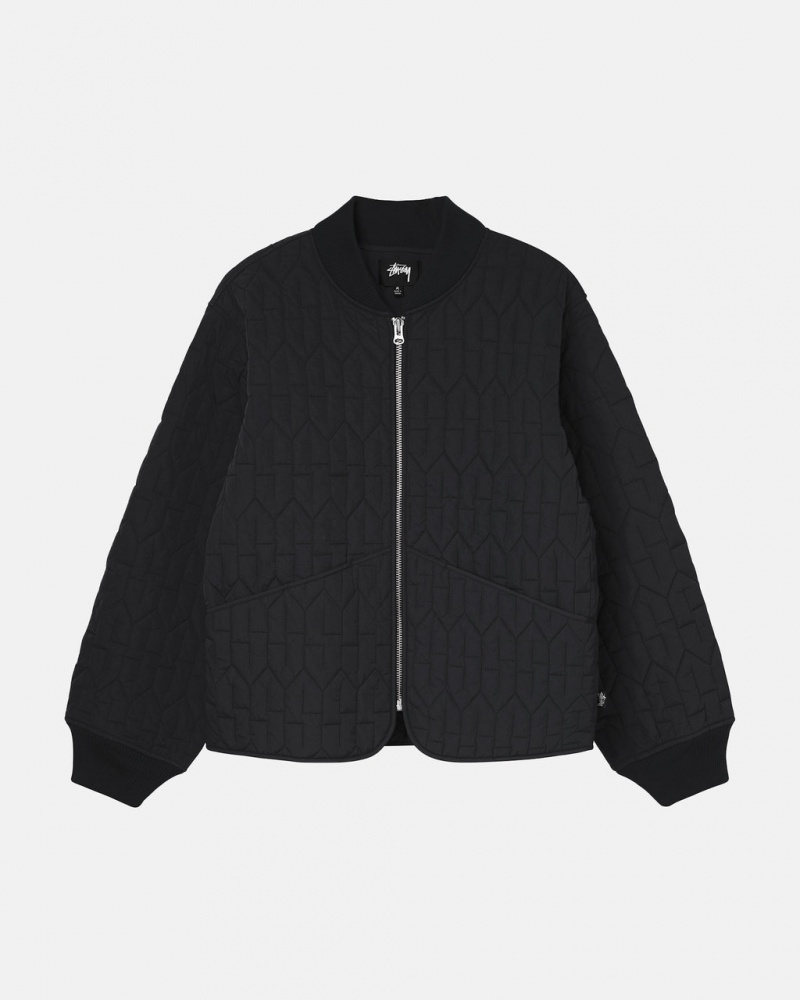 Black Men\'s Stussy S Quilted Liner Jackets | QSW-0636