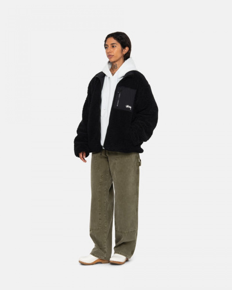 Black Men's Stussy Sherpa Reversible Jackets | XTF-6364