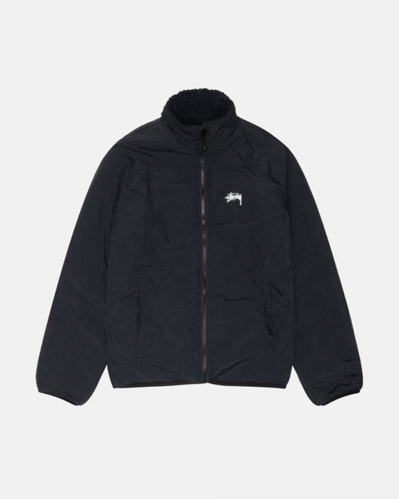 Black Men's Stussy Sherpa Reversible Jackets | XTF-6364