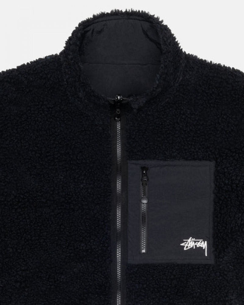 Black Men's Stussy Sherpa Reversible Jackets | XTF-6364