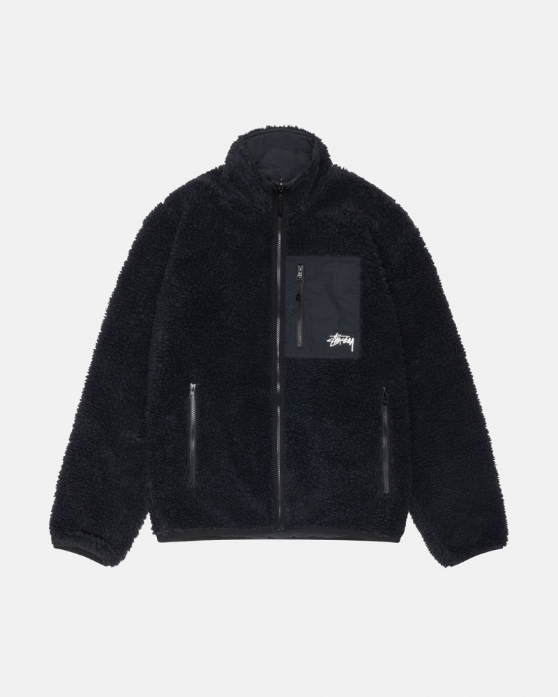 Black Men\'s Stussy Sherpa Reversible Jackets | XTF-6364