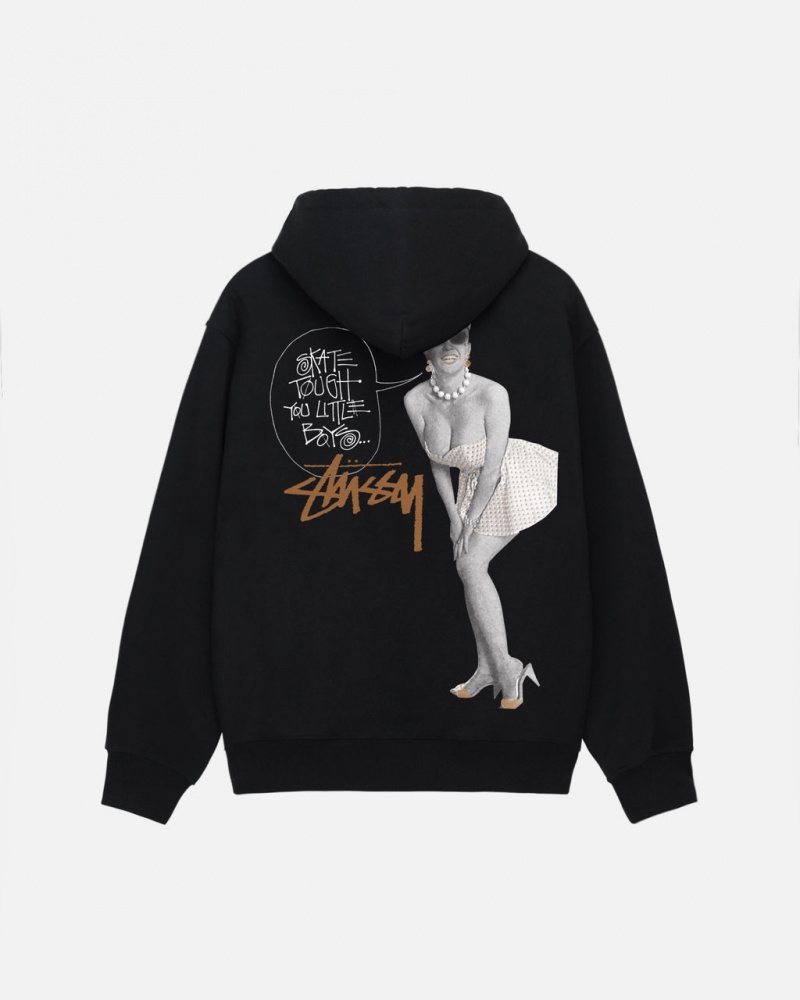 Black Men\'s Stussy Skate Tough Hoodie | POT-2783