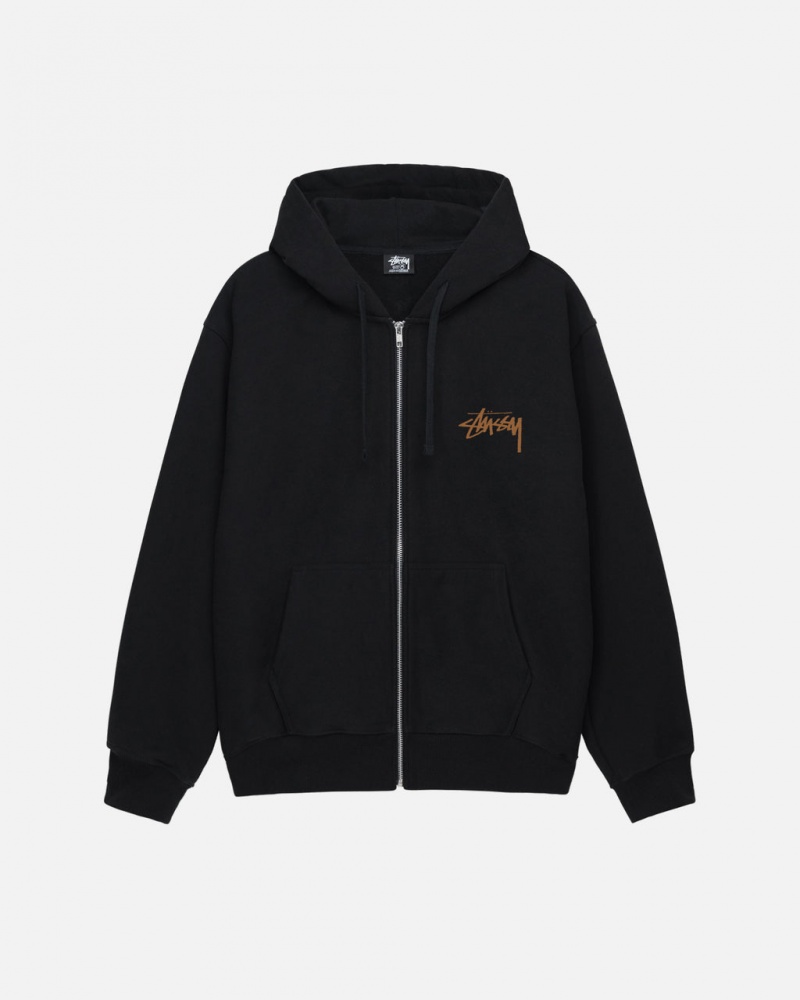 Black Men\'s Stussy Skate Tough Zip Hoodie | DGB-2803