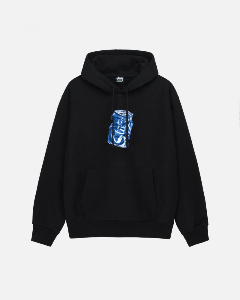 Black Men\'s Stussy Soda Can Hoodie | QDB-0507