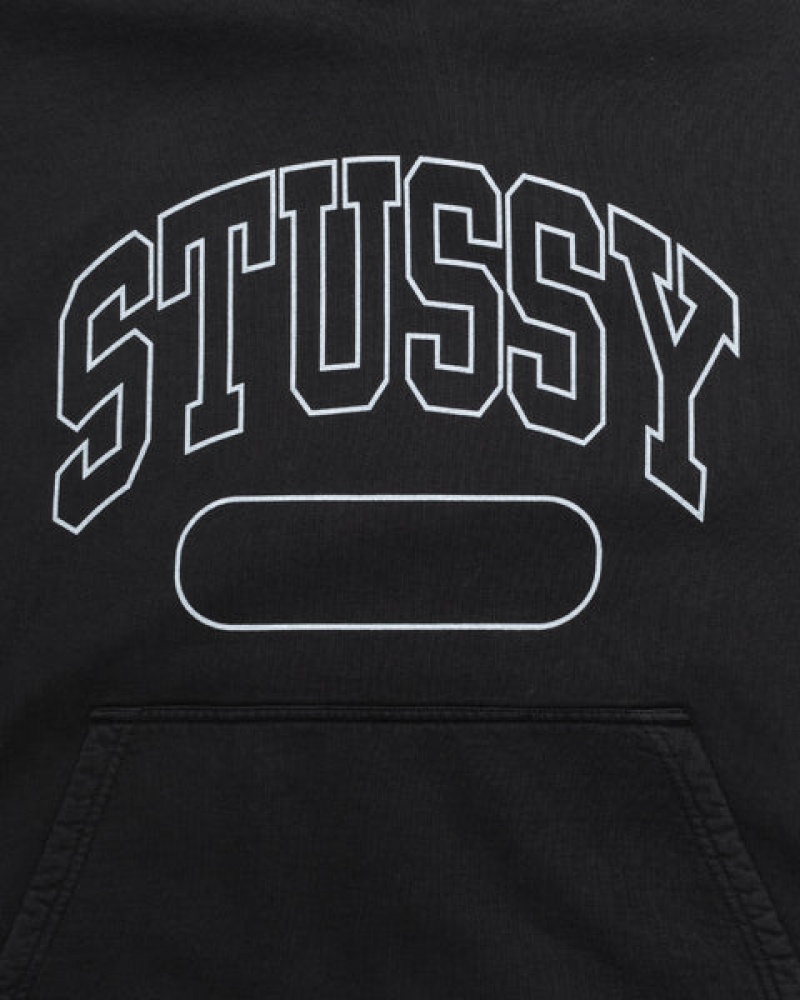 Black Men's Stussy Ss Boxy Cropped Hoodie | VGZ-3542