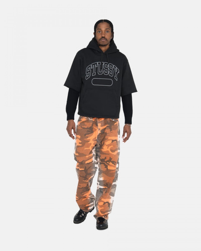 Black Men's Stussy Ss Boxy Cropped Hoodie | VGZ-3542