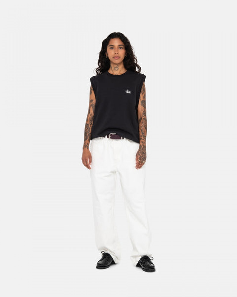 Black Men's Stussy Stock Fleece Vest Sweatshirts | PMR-6081