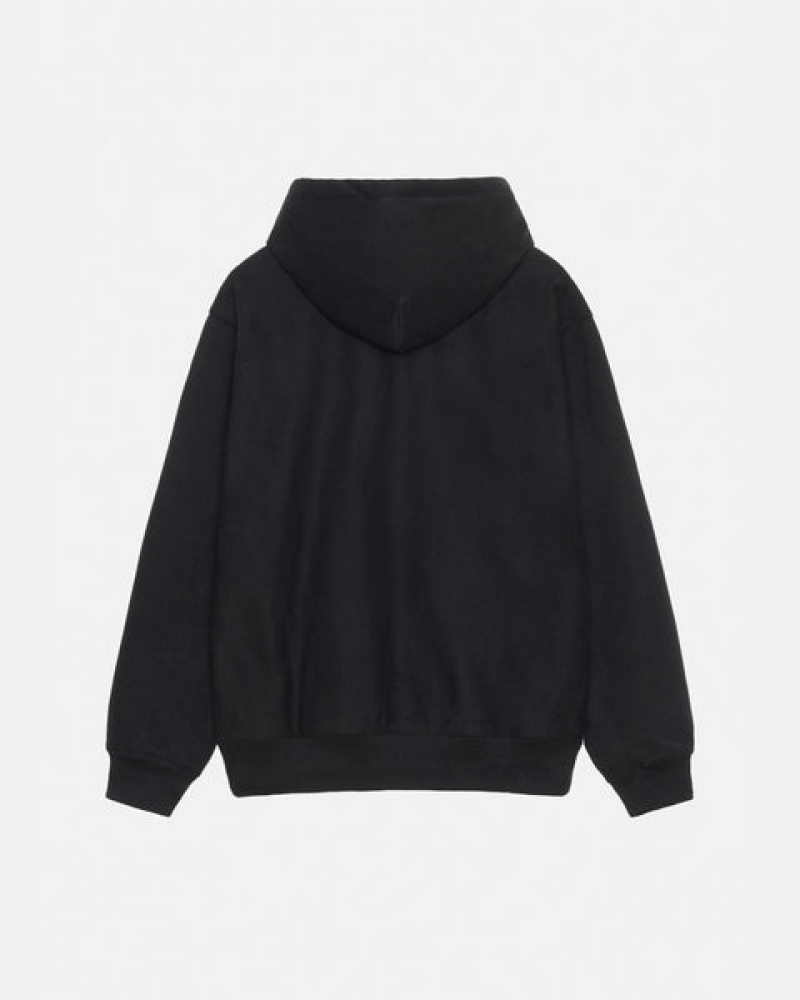 Black Men's Stussy Stock Logo Applique Hoodie | WGM-9827