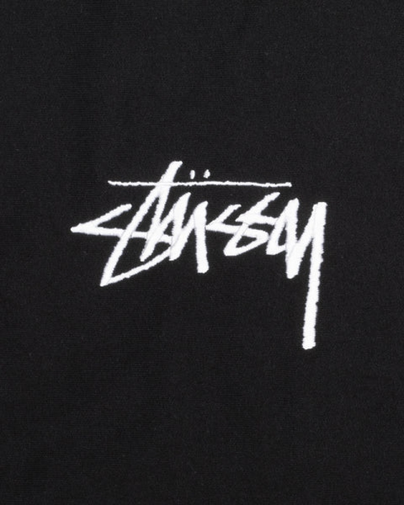 Black Men's Stussy Stock Logo Applique Hoodie | WGM-9827